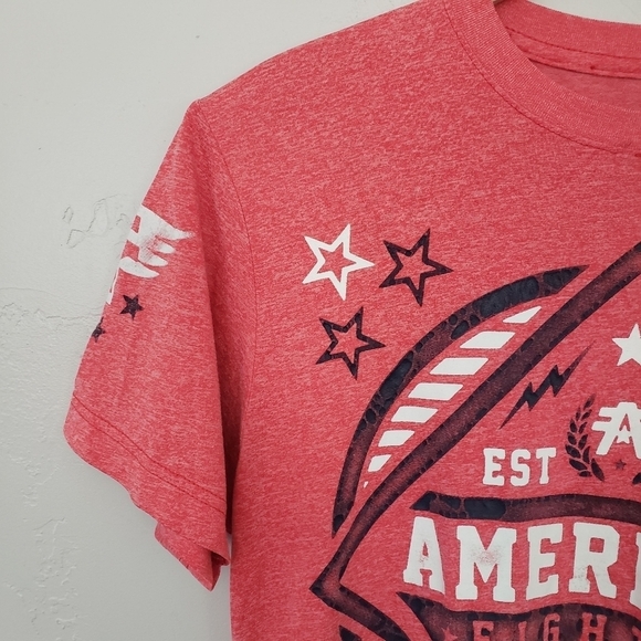 American Fighter Men's Medium Red Short Sleeve Graphic Tee Shirt Navy White - Picture 6 of 7